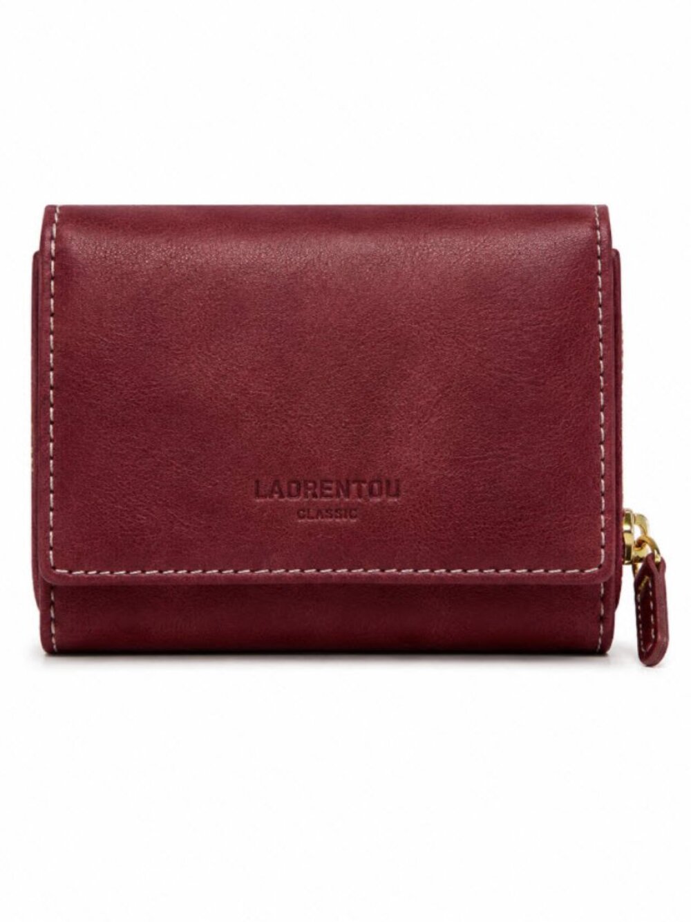 LAORENTOLU Classic Women's Leather Wallet - Burgundy